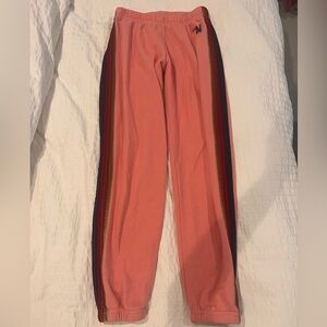 Aviator Nation Pink Sweatpants with Velvet Stripes